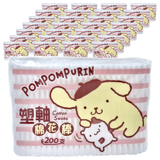 布丁狗 塑軸棉花棒 100%純棉雙頭 聚丙烯塑膠軸桿, 200支 x 6袋, 36包