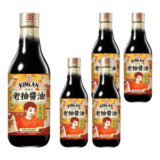 KIMLAN 金蘭 老抽醬油, 適用於紅燒、燜煮，可調拌蒸魚、海鮮, 590ml, 5瓶