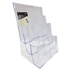 deflecto 迪多 三層高背目錄架 A4 附格板, 新穎統線設計, 造型精緻美觀, 防UV效果佳, 無毒認證, 環保安全, 透明壓克力, 耐熱防潮, 易清洗, 透明, 1個