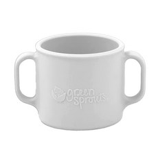green sprouts 小綠芽 超防滑寶寶學習喝水矽膠耐熱學習杯, 207ML, 不含雙酚A, BPA, PVC聚氯乙烯, 無亞硝酸, 耐高溫82度C, 純白色, 1個