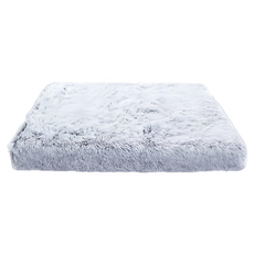 方形寵物沙發床 長毛絨面料 回彈記憶海綿 點塑防滑底 拉鍊可拆洗, S 40 x 30cm, 灰白方塊, 1個