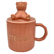 JUST HOME 永恆小熊附蓋陶瓷杯2入組 熊造型, 顏色隨機, 1組