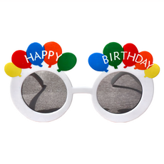氣球款生日快樂裝扮眼鏡，尺寸約寬15cm*高8cm，大人小孩都可戴, 白色, 1個