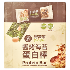 grain plus 野菽家 穀物蛋白棒 醬烤海苔 7條裝 含BCAA 蛋白質含量超過25%, 210g, 1盒