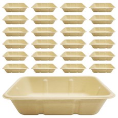 10號植纖餐盒底 - 1350ml 植物纖維餐盒 外帶餐盒 一次性餐盒, 25個, 20條