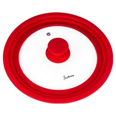 LuigiFerrero Atlanta 可排氣矽膠鍋蓋 紅色 25.5cm 耐熱玻璃通用鍋蓋, 1個