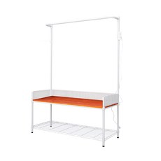 dayneeds 日需百備 全方位收納鞋凳衣帽架 置物架 收納架 吊衣架 鞋架, 烤漆白 柚漆木