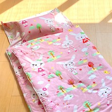 鴻宇寢飾 兒童防蟎可機洗兩用睡袋 美國棉, 150 x 135cm, 萌萌兔粉