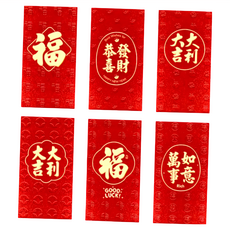 新年金蔥磨砂創意紅包袋 9 x 17 cm 金蔥紙材質, 6個