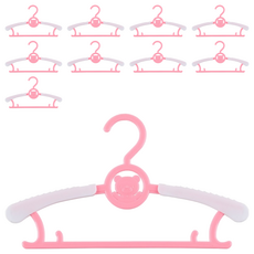 HANEE 可調節長度的兒童衣架, 粉色, 10個