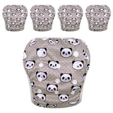 我家寶貝 嬰幼童調節式內褲型泳褲 熊貓, 0-3歲, 5件