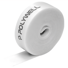 POLYWELL 寶利威爾 魔鬼氈束帶 可DIY自行裁切 PW15-T65-0717 2 x 300cm 白色, 1捲