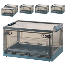 三開收納箱 25L, 38.5 x 29 x 23.5cm, 藍色 + 茶色, 6個