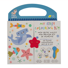 haku yoka 啟蒙畫冊組 海洋夥伴 Set, 內含35頁填色畫冊, 30張貼紙, 及6隻無毒蠟筆, 1組