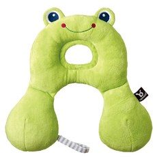 benbat 寶寶旅遊頸枕 0-12個月 短毛絨材質, 32 x 26 x 6.5cm, 青蛙, 1個