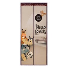 半島良品 魔術膠靜音磁吸防蚊門簾, 印花 小狗