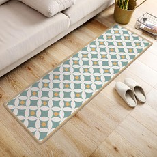 半島良品 PVC防油防水皮革地墊 加長款 990g, 淡雅綠花磚, 1個