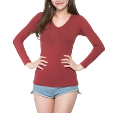 極速女V領發熱衣, 日本技術合作, 吸濕發熱, 全國公證SGS檢驗安心保證, M, 紅, 1件