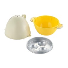 YOSHIKAWA 吉川 微波蛋熟成容器 三顆容量 sj8092 輕鬆製作美味蒸蛋, 1入, 黃色