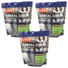 K.C.DOG 開心狗 蔬菜六角潔牙骨 狗零食, 綠茶 + 葉綠素, 400g, 3包