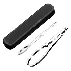 吃蟹工具3件套 鋒利蟹剪刀 304針叉 簡單便攜, 黑色, 1組, 外盒:22.5 x 4.8cm