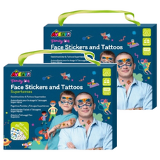 AVENIR 美妝&紋身貼紙 超級英雄 臉部身體彩繪 兒童紋身貼紙 派對節慶變裝, 2盒