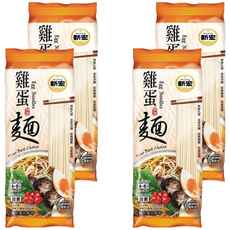 新宏雞蛋麵 細圓滑順 香Q有勁, 200g, 4包