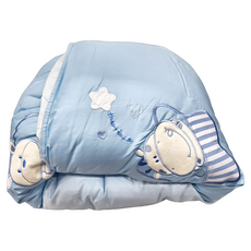 C.D.BABY 佳登 嬰童被 小玩偶繡花 可拆洗 適用於0-125cm嬰兒 天空藍