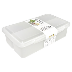 GIMI 吉米 優品雙格保鮮盒 K-396 25.8 x 19.8 x 9.7cm 透明白 318g, 1個, 1個