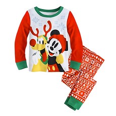 愛北鼻 聖誕系列薄長袖套裝 米奇+黃狗(紅雪花褲) 130碼 1入, 120~130cm