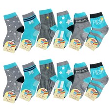 JY SOCKS 靴下屋 兒童款襪子12雙, 襪底有止滑顆粒, 15~18cm, 藍色系