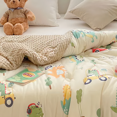 夢之語 石墨烯針織豆豆絨被 可水洗, 恐龍車車