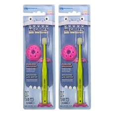 MEGA TEN 360幼童牙刷 4m-24m適用年齡, 萊姆綠色, 1支, 2組