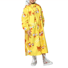 Fairrain 親子豆腐熊寶貝前開式雨衣 附豆腐人聯名款雨衣收納袋 SGS認證 黃色/粉色系, 兒童M(85cm)