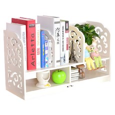 Osun 歐桑生活 DIY木塑板 歐式雕花經典巴洛克桌上型書架 CE178-BLK60 60 x 35 x 22cm, 1個, 白色