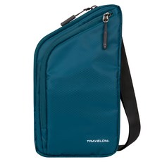 TRAVELON 輕便防盜斜背包(孔雀藍) | 側背包 背帶包 防割防搶 輕巧時尚 安全防盜, 1入
