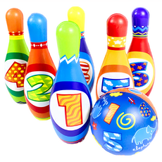 孩子國 親子運動玩具 PU柔軟實心保齡球組 安全材質製作 可折疊耐摔 鍛鍊數字認知 繽紛色彩, 1組