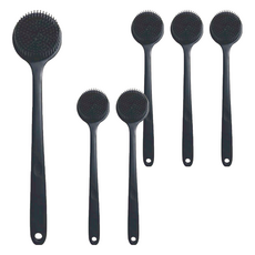 新升級好好握洗澡刷背刷 輕量款, 矽膠材質, 38x8x3.5cm, 約130g, 經典黑, 6支