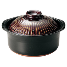 GINPO 銀峯 陶器萬古燒菊花3合炊飯鍋 (1.8L), 22.5cm, 飴 褐色, 1個