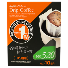 一帖咖啡 NO.520 濾掛式咖啡包, 12g, 10包, 1盒
