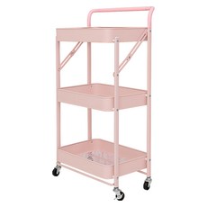 dayneeds 日需百備 繽紛多彩三層折疊推車 六色可選 SBK4529377PK, 粉色, 1個