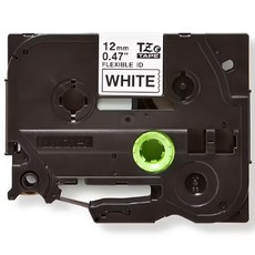 brother 兄弟牌 可彎曲纜線標籤帶 12mm 原廠 TZe-FX231, 白底黑字, 8m