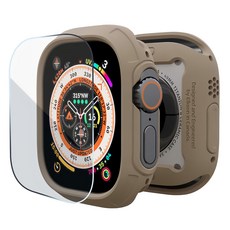 elkson QuattroMax 軍規級保護殼+保護貼套組, 1組, 沙色, AppleWatch Ultra 49mm