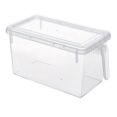 加大冰箱收納盒4件組 帶蓋手柄收納盒 (冰箱收納/調味料收納/小物收納/保鮮), 透明, 1組