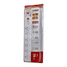 PX 大通 7切6座電源延長線 奇美PC6600防火材質 耐高溫 高阻燃 扁平式插頭 內建防雷突波吸收器, 1.8m, PEC-3766W, 1條