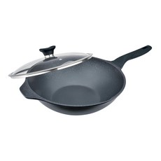 MiyAco 米雅可 礦岩鑄造不沾炒鍋 鍋身鋁合金 鍋蓋耐熱玻璃, 30cm, 1個