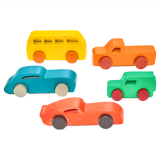 mentari 繽紛經典車隊 5輛彩色木製玩具車, 1組
