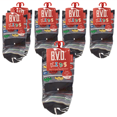 B.V.D.汽車條紋1/2童襪 6雙, 17~21cm, 灰色