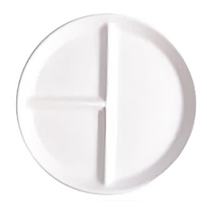 Homely Zakka 北歐陶瓷健康分隔餐盤 圓盤 白色 510g, 20 x 2.5cm, 1個