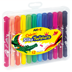 AMOS 阿摩司 Colorix Silky Twisters 細款神奇水蠟筆 12色, 1盒